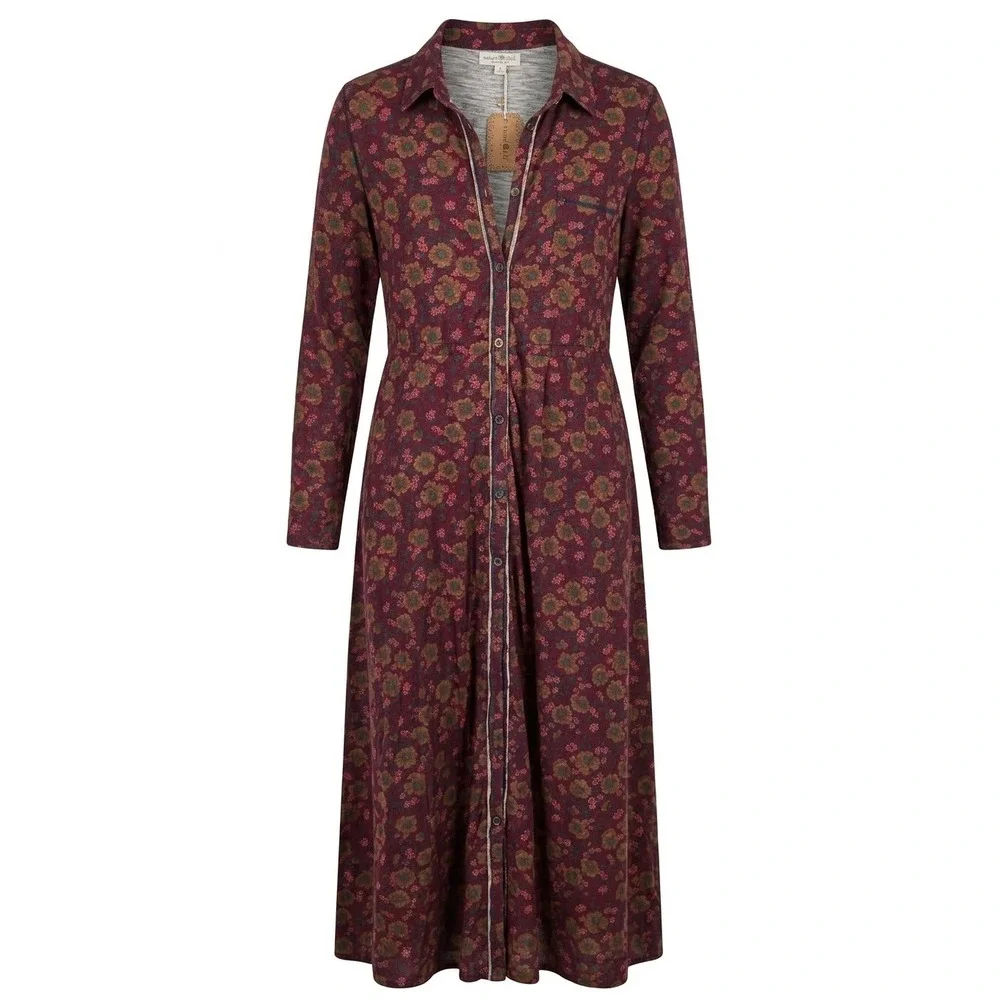 NWT Natural Life Floral Maxi Dress Women Large Burgundy Boho LHDRS002463